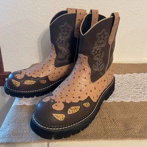 ROPER Brown Ostrich and Rhinestone Boot